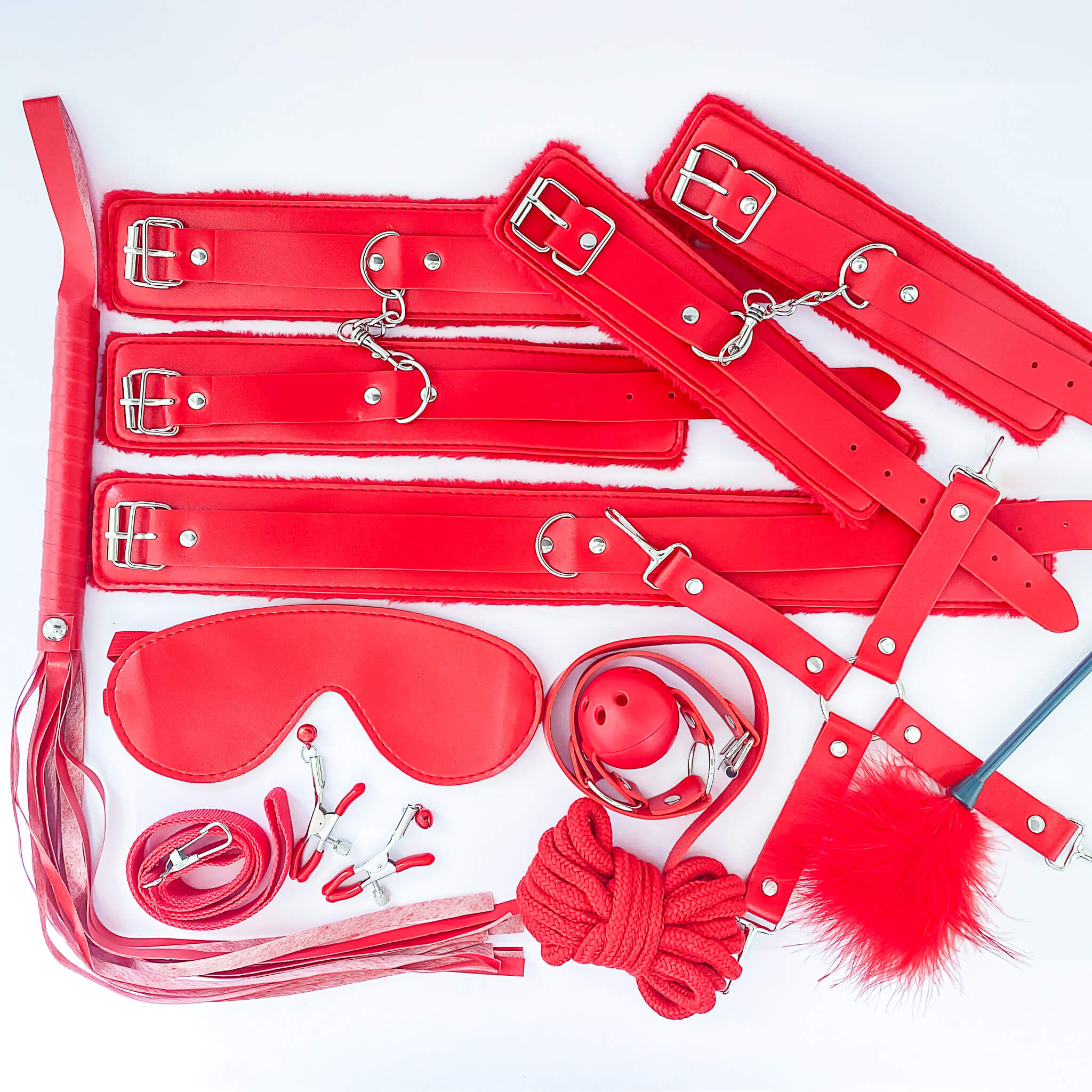 leather bondage kit red