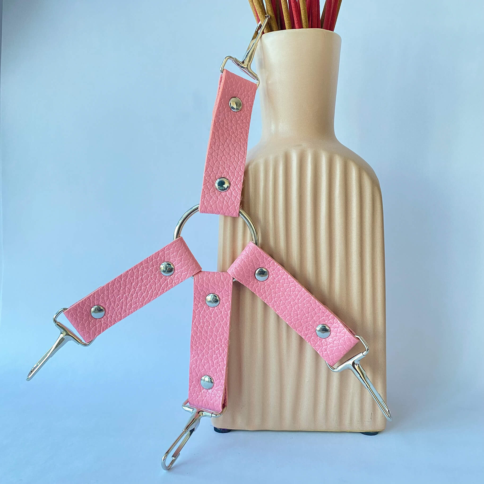 Pink Leather Hog Tie Cross Bondage Restraint