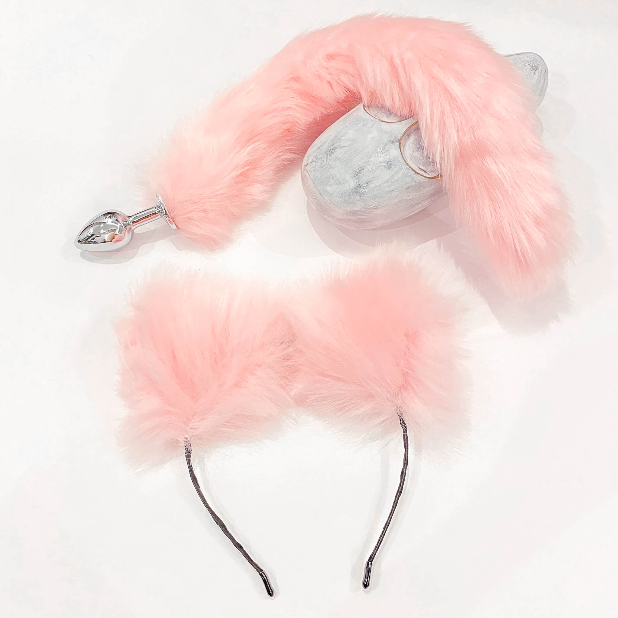 pink fox tail and ears set