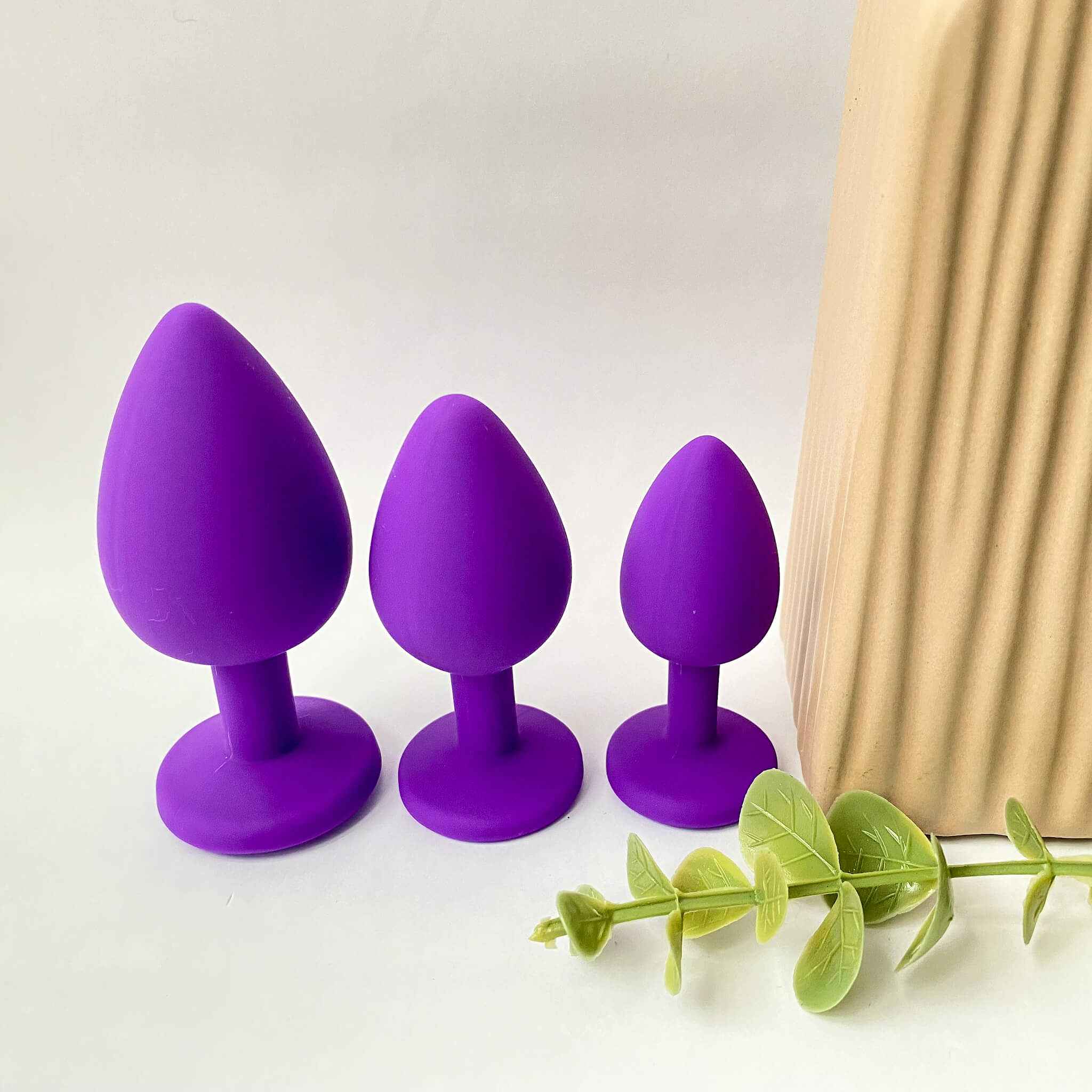 Purple Silicone Butt Plugs Set (3pcs)