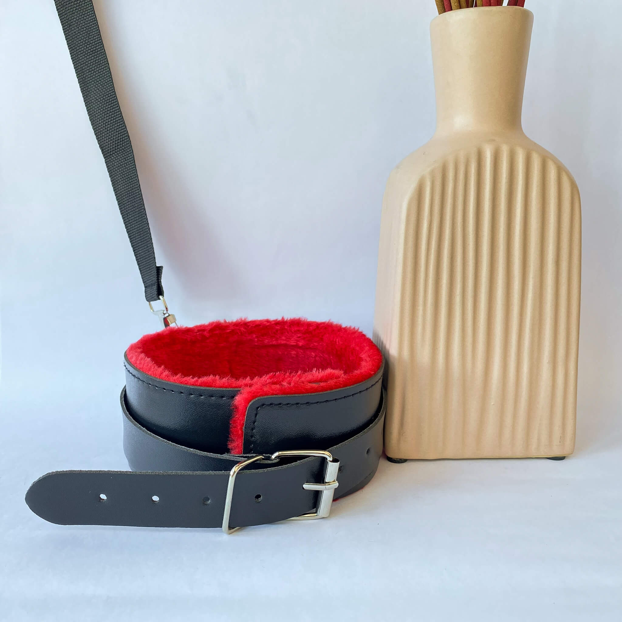 red leather collar