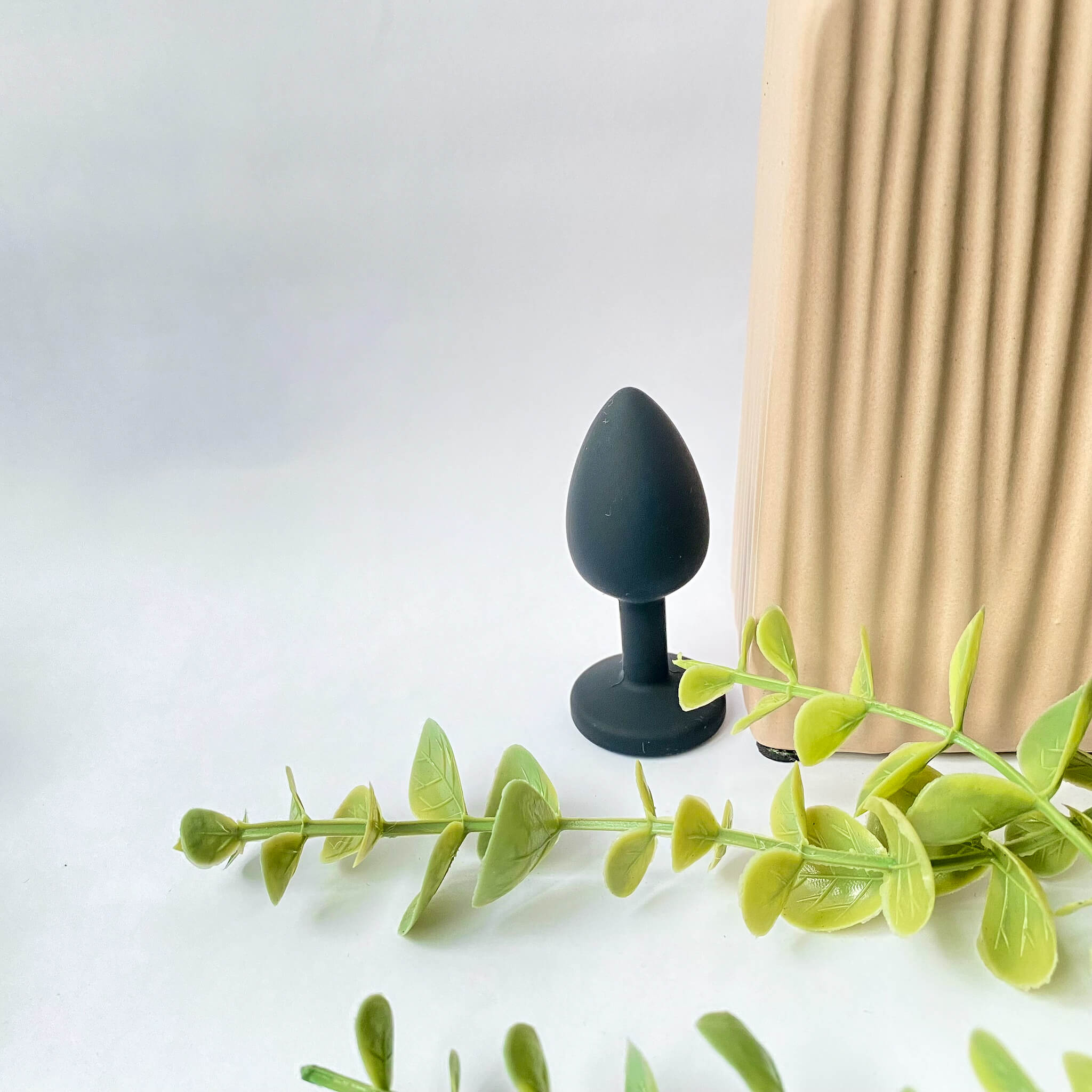 small silicone jeweled butt plug black