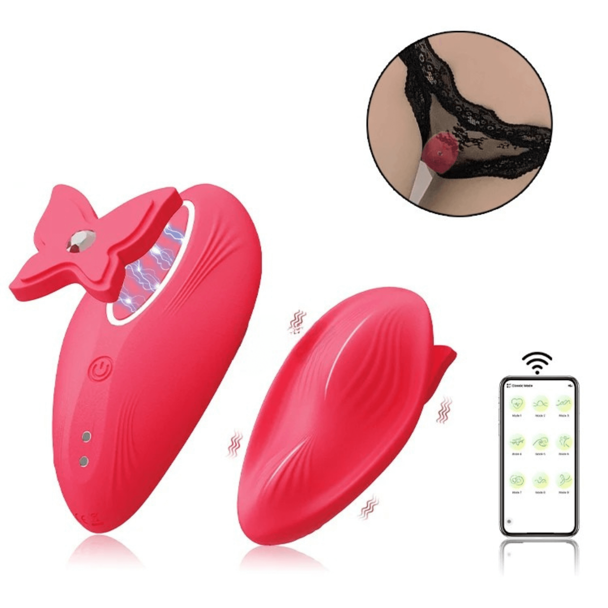2-in-1 Butterfly Clip Long Distance Panty Vibrator (App Controlled)