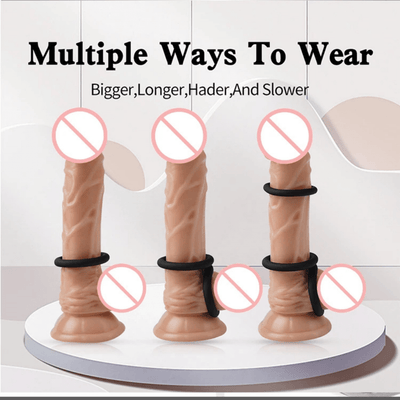 Total Control Silicone Cock Ring and Loop Set (7pcs) - 4Play Essentials
