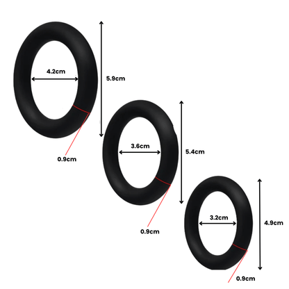 Extra Thick Silicone Cock Ring Set (3pcs)