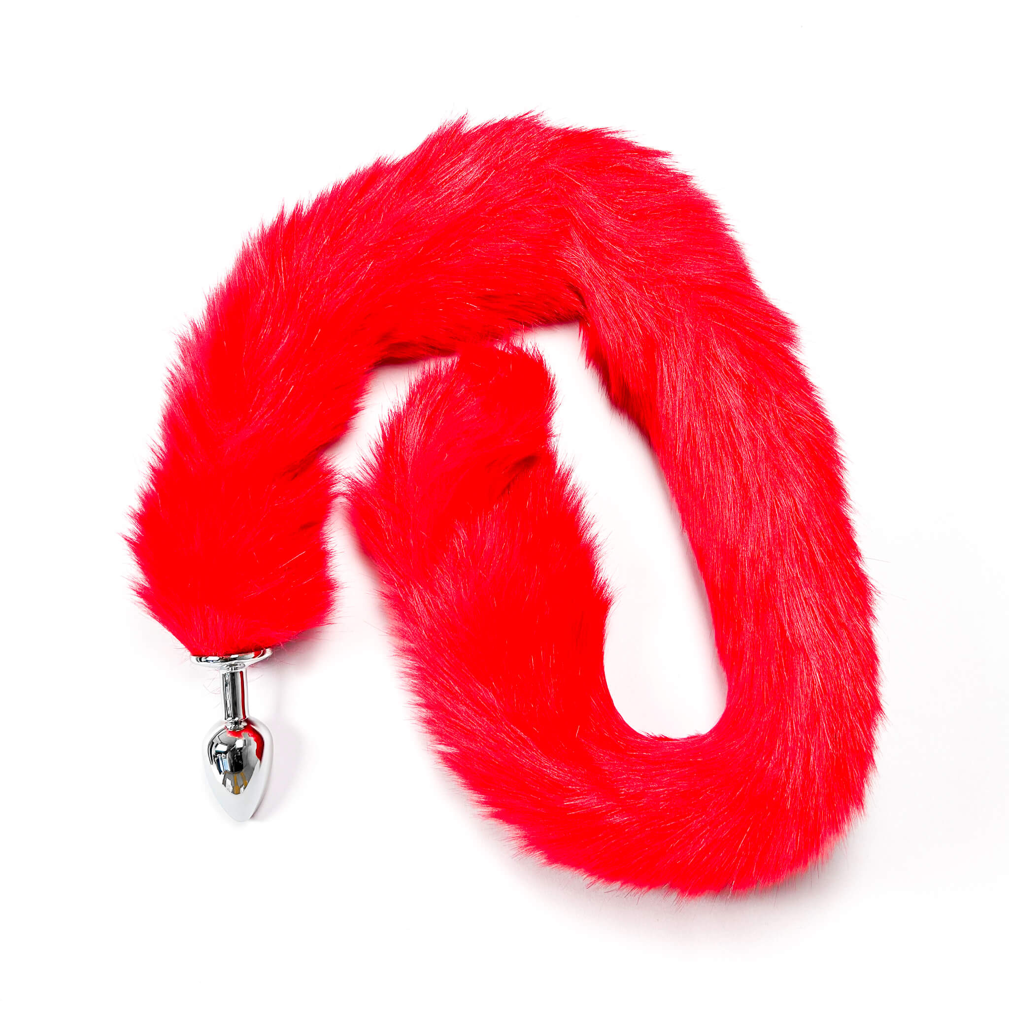 70cm Extra Long Tail With Metal Butt Plug (Red) on a white background