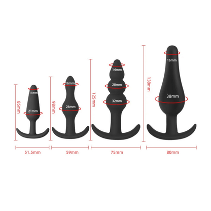 Contoured Comfort Silicone Butt Plug Set (4pcs)