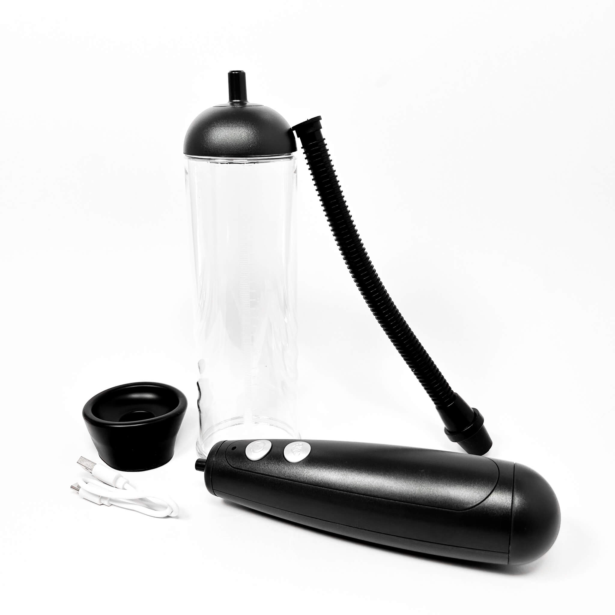 Automatic Vacuum Penis Pump with accessories on a white background