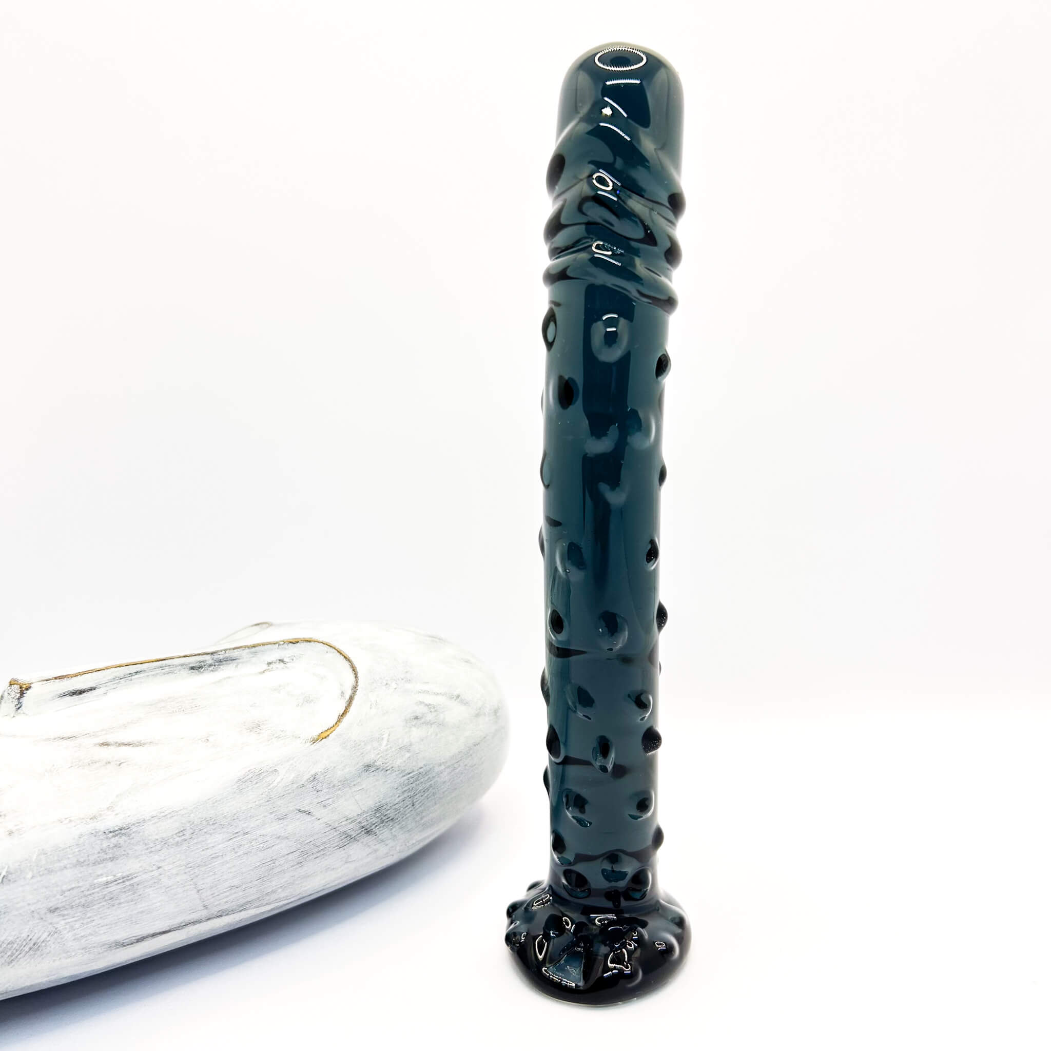 Gladiolus Curved and Dotted Glass Dildo