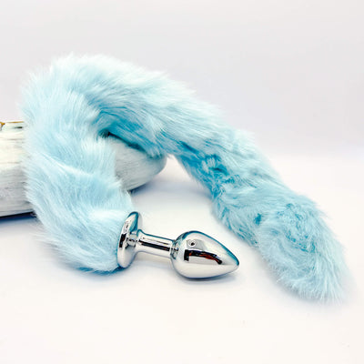 Blue Fox Tail Metal Butt Plug