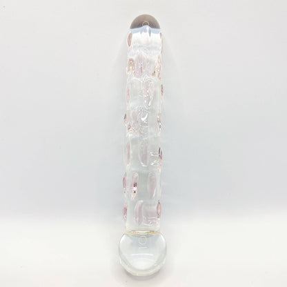 Bumpy glass dildo pink bumps