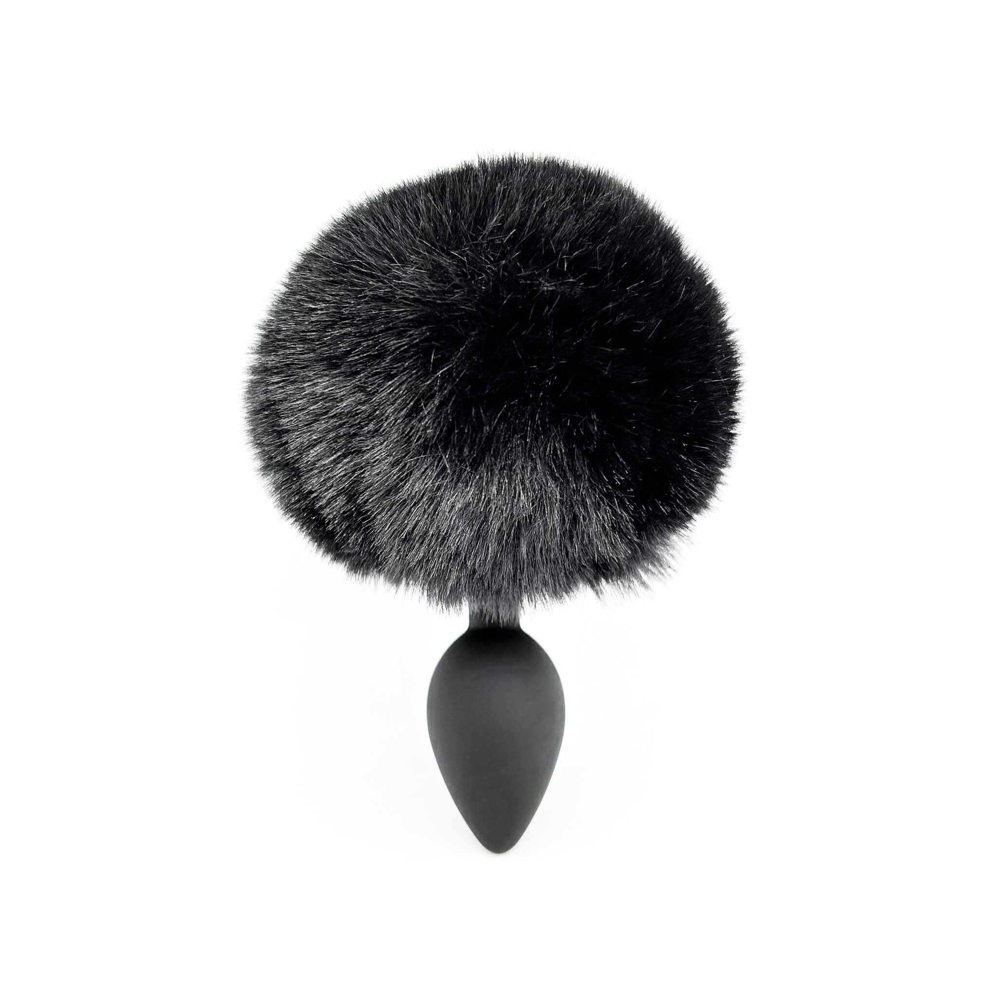 Bunny Tail with Silicone Butt Plug (28mm) Black