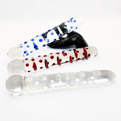 Dotted glass dildo