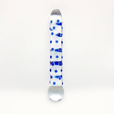 Dotted glass dildo blue