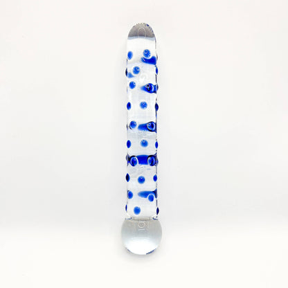 Dotted glass dildo blue