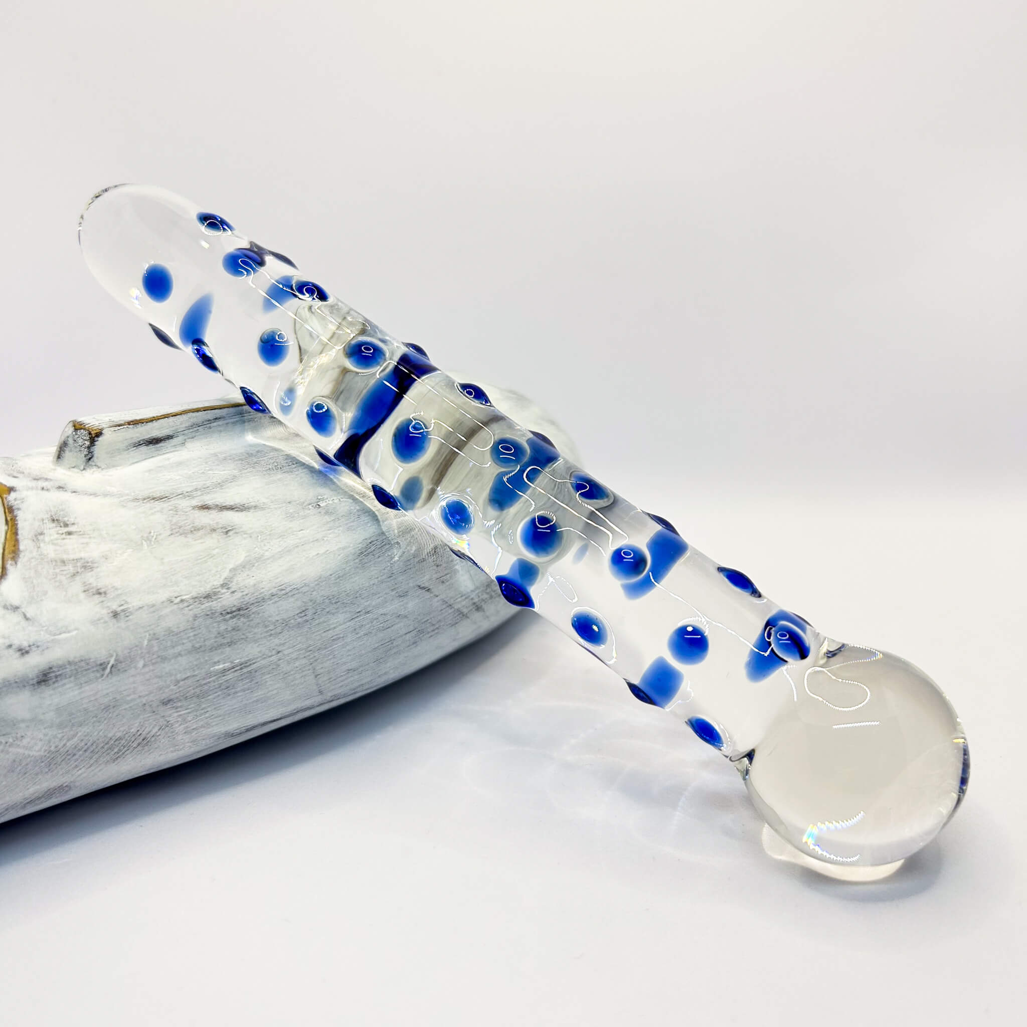Dotted glass dildo massager for sale