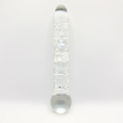Dotted glass dildo clear