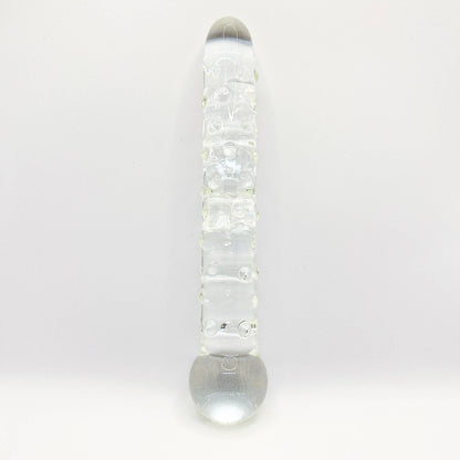 Dotted glass dildo clear