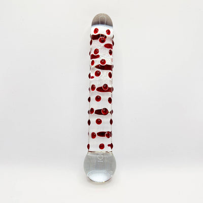 Dotted glass dildo red