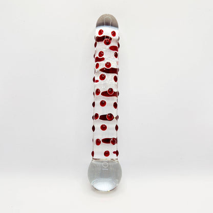 Dotted glass dildo red