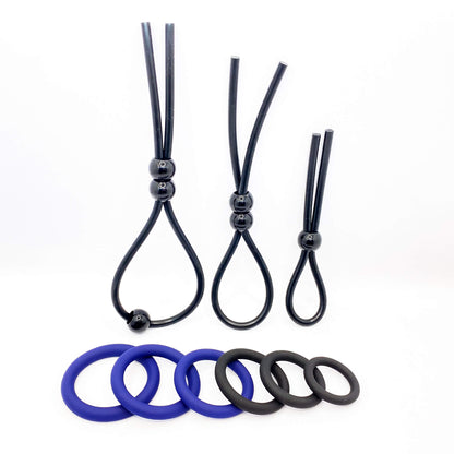 EnhanceMax Silicone Penis Ring Set (9pcs) blue