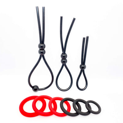 EnhanceMax Silicone Penis Ring Set (9pcs) red