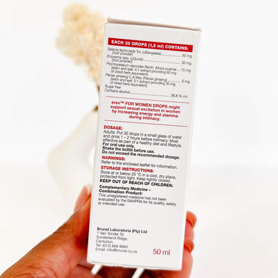 Box of a Erex with ingredients and branding on a white background