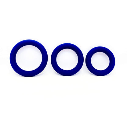 Extra Thick Silicone Cock Ring Set blue