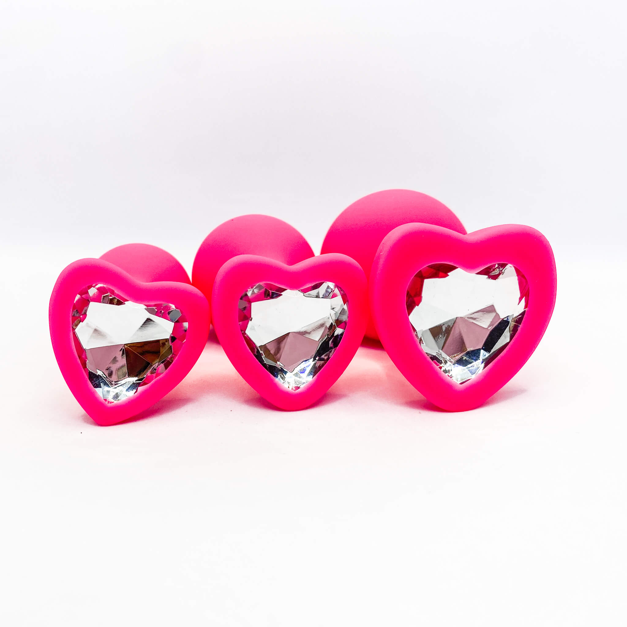 Heart Shaped Silicone Butt Plug Set 3pcs pink