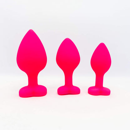 Heart Shaped Silicone Butt Plug Set pink