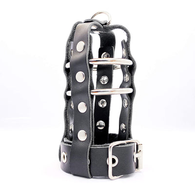 Lockable Leather Cock arness Black