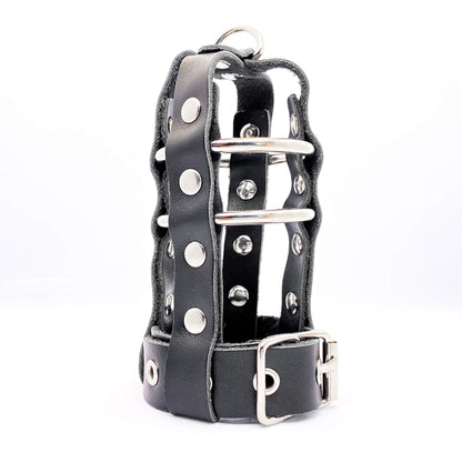 Lockable Leather Cock arness Black