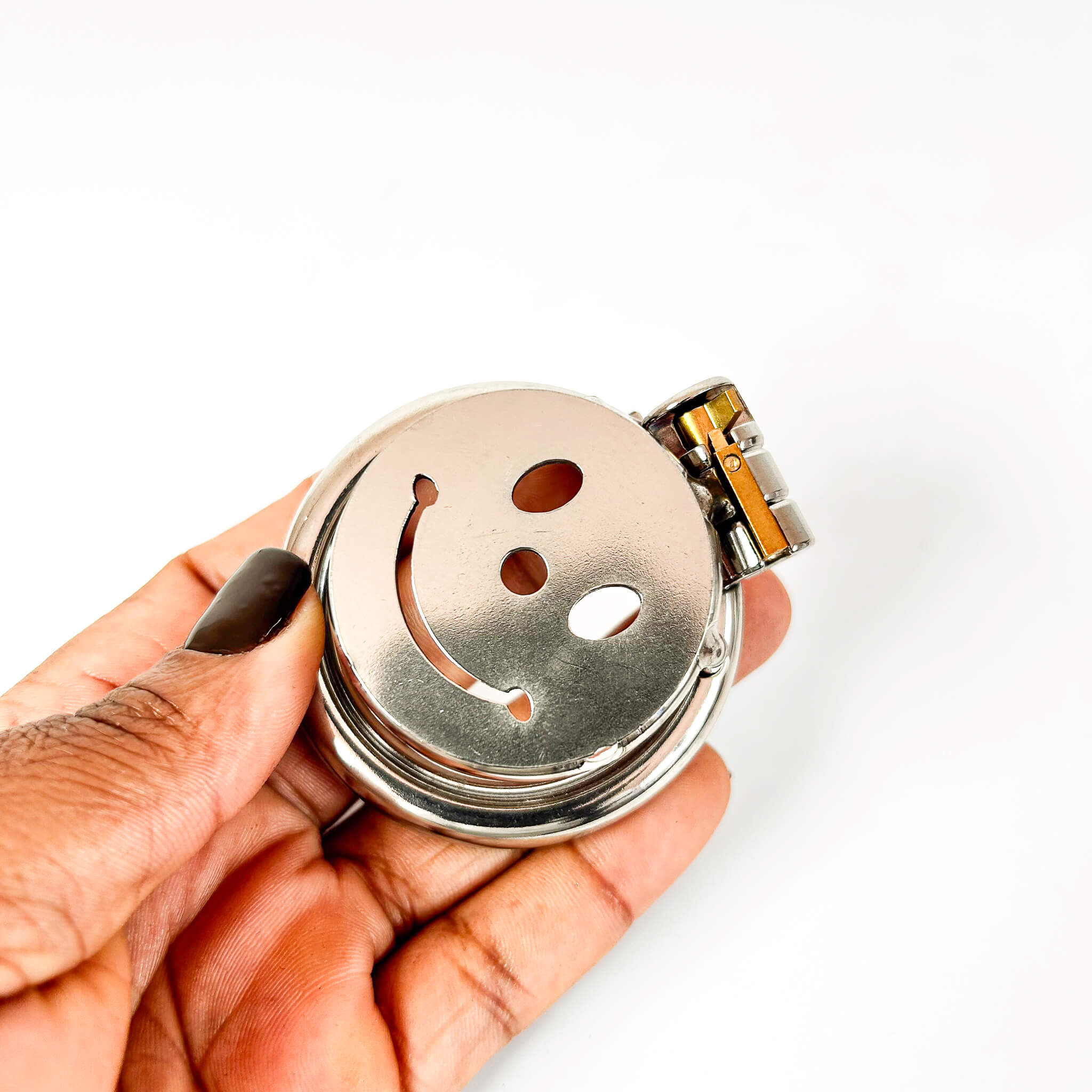 Locked & Smiling Flat Chastity Cage