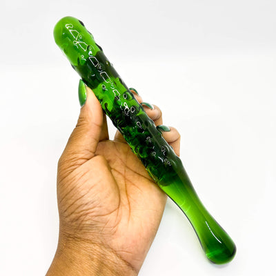Loofah glass dildo