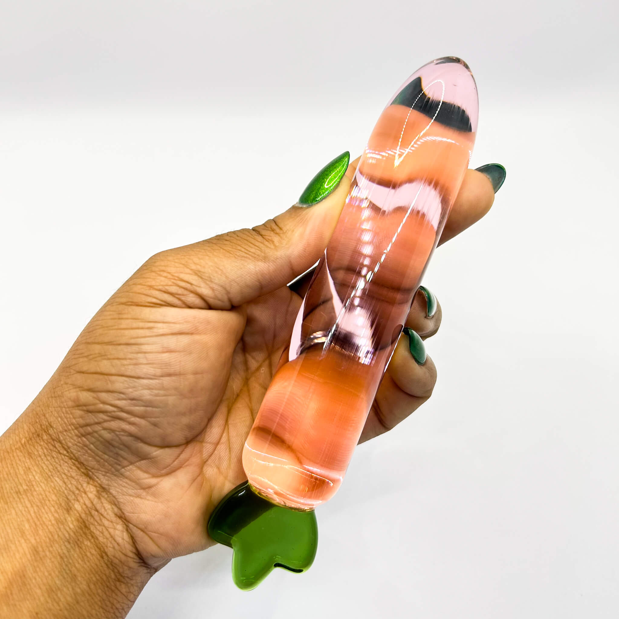 Pink carrot glass dildo