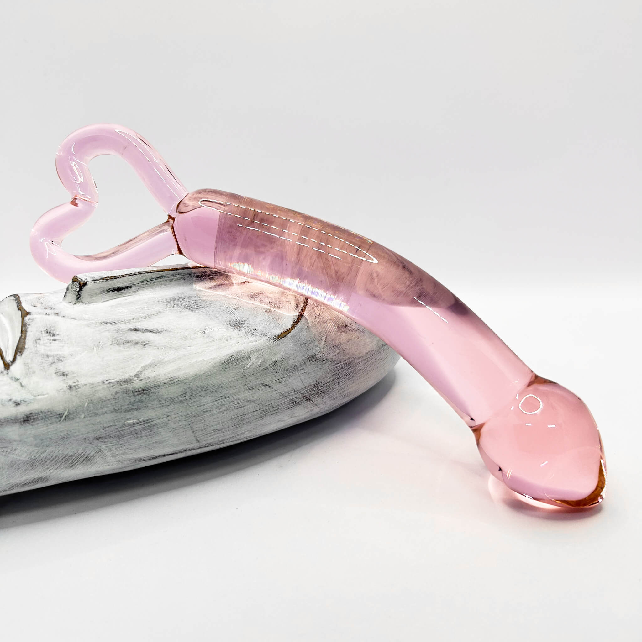 Curved glass dildo pink