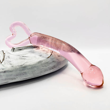 Curved glass dildo pink