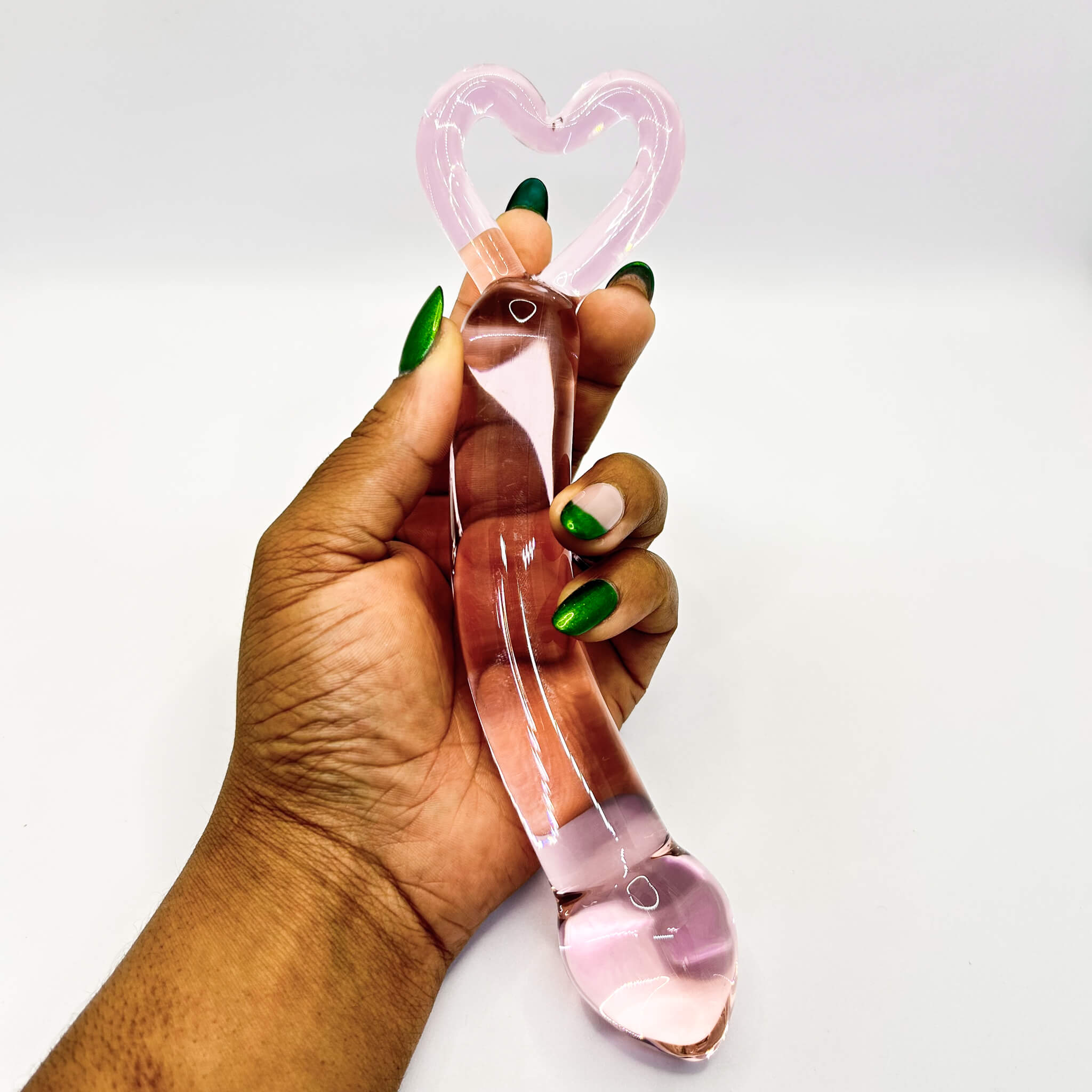 Curved glass dildo pink
