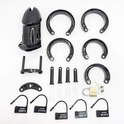 Plastic Male Chastity Cage with 5 Rings