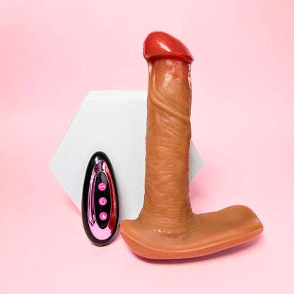 Remote Heating Thrusting & Vibrating Silicone Dildo (16cm)