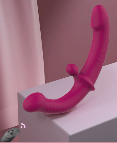 Remote Double Ended Dildo Vibrator With Clit Stimulator Ball