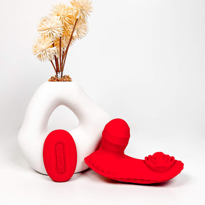RoseWiggle Insertable Panty Vibrator with Remote on a white background