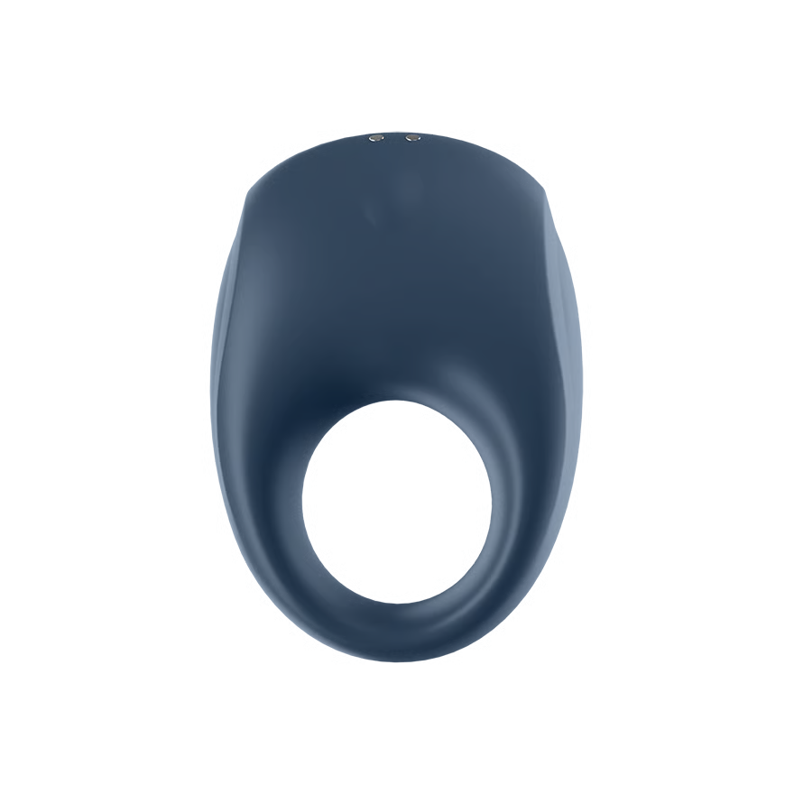 Blue ring-shaped Satisfyer Strong One Vibrating Cock Ring with App Control on a white background