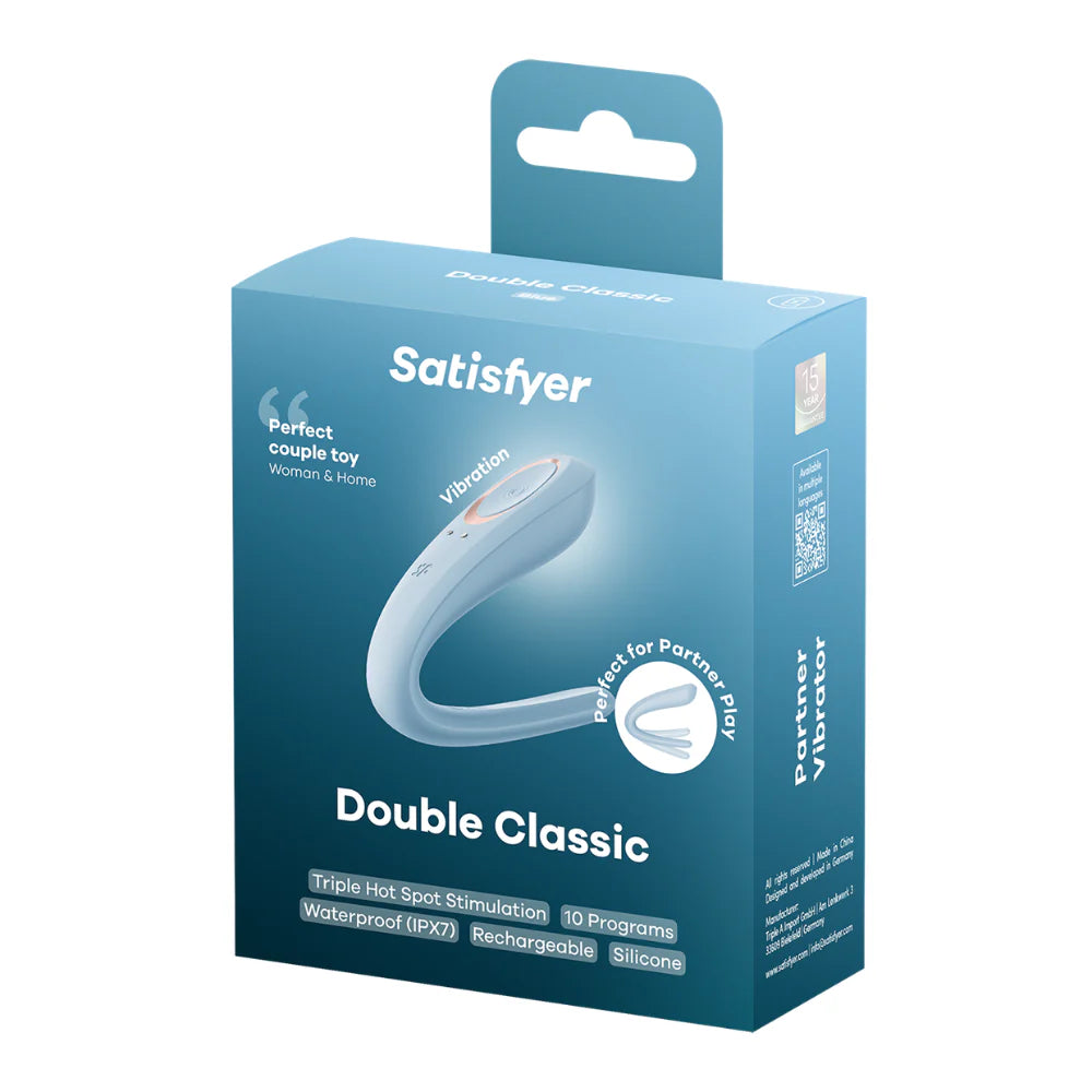 Satisfyer Double Classic product packaging on a white background