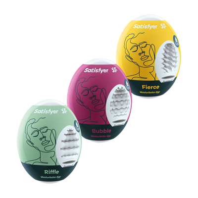 Satisfyer Masturbator Eggs - Set of 3 (Riffle, Bubble, and Fierce)