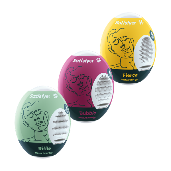 Satisfyer Masturbator Eggs - Set of 3 (Riffle, Bubble, and Fierce)