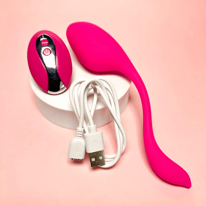 Pink usb rechargeable with white cable on a pink background