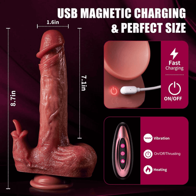 Sexual product with USB charging feature and control panel on a dark background