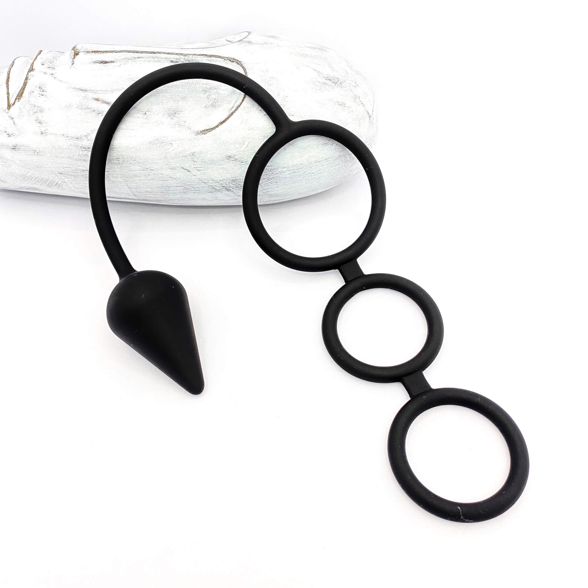 Silicone Tri-Cock Ring with Butt Plug (28mm)