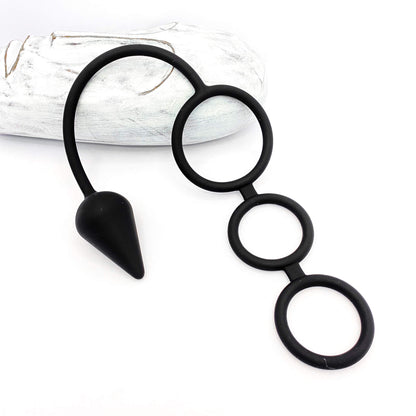 Silicone Tri-Cock Ring with Butt Plug (28mm)